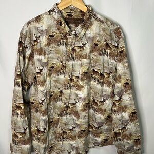 Deer Print Button-Up Shirt